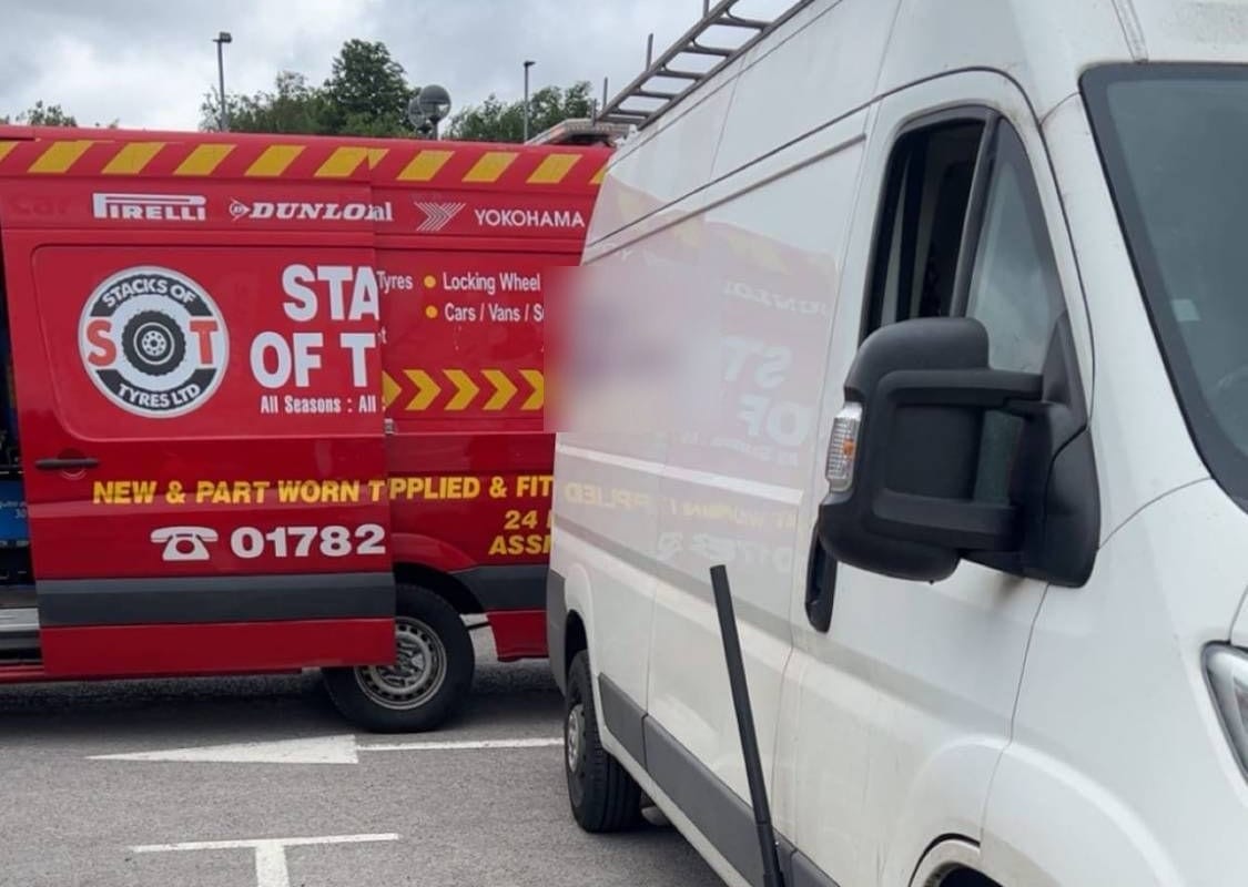 Our mobile fitting van fitting a new tyre to a company van